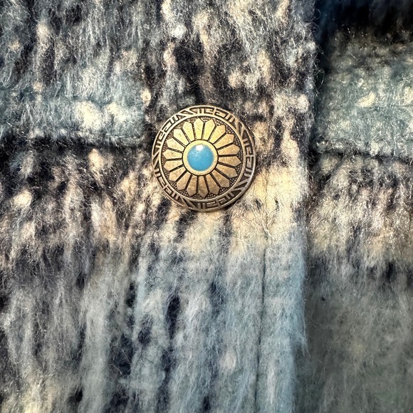 NEW Shyanne Women's Sherpa Collar Shacket XXXL Turquoise Concho Snaps Western - Picture 4 of 12